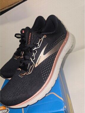 Brooks Glycerin 18 Womens Size 8.5 Running Shoes Black Rose Gold 1203171B056